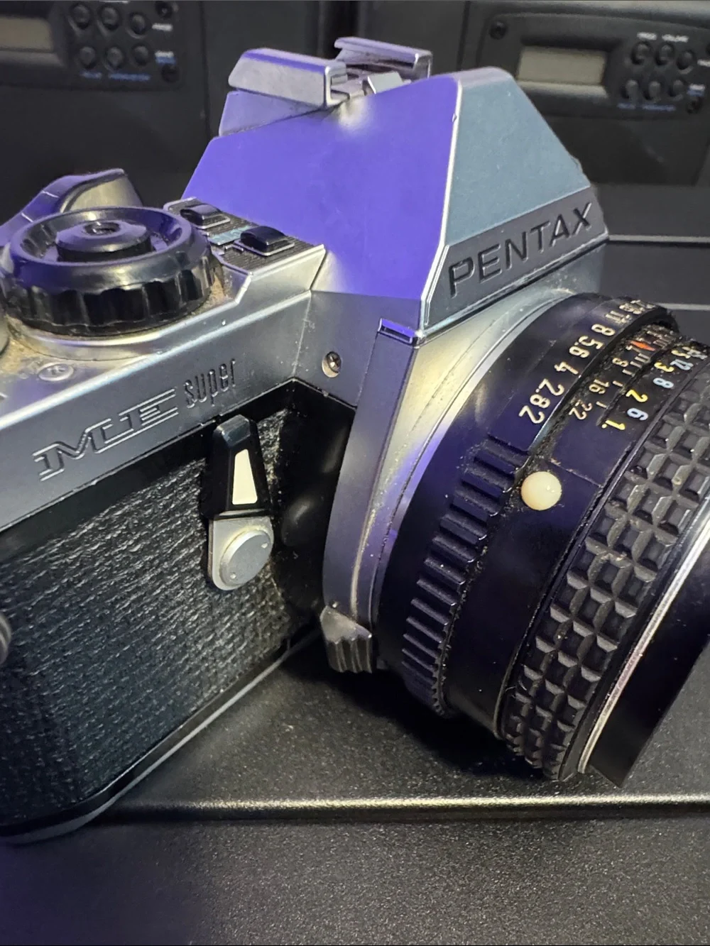 Pentax Film SLR Camera in Silver and Black with 50mm Lens